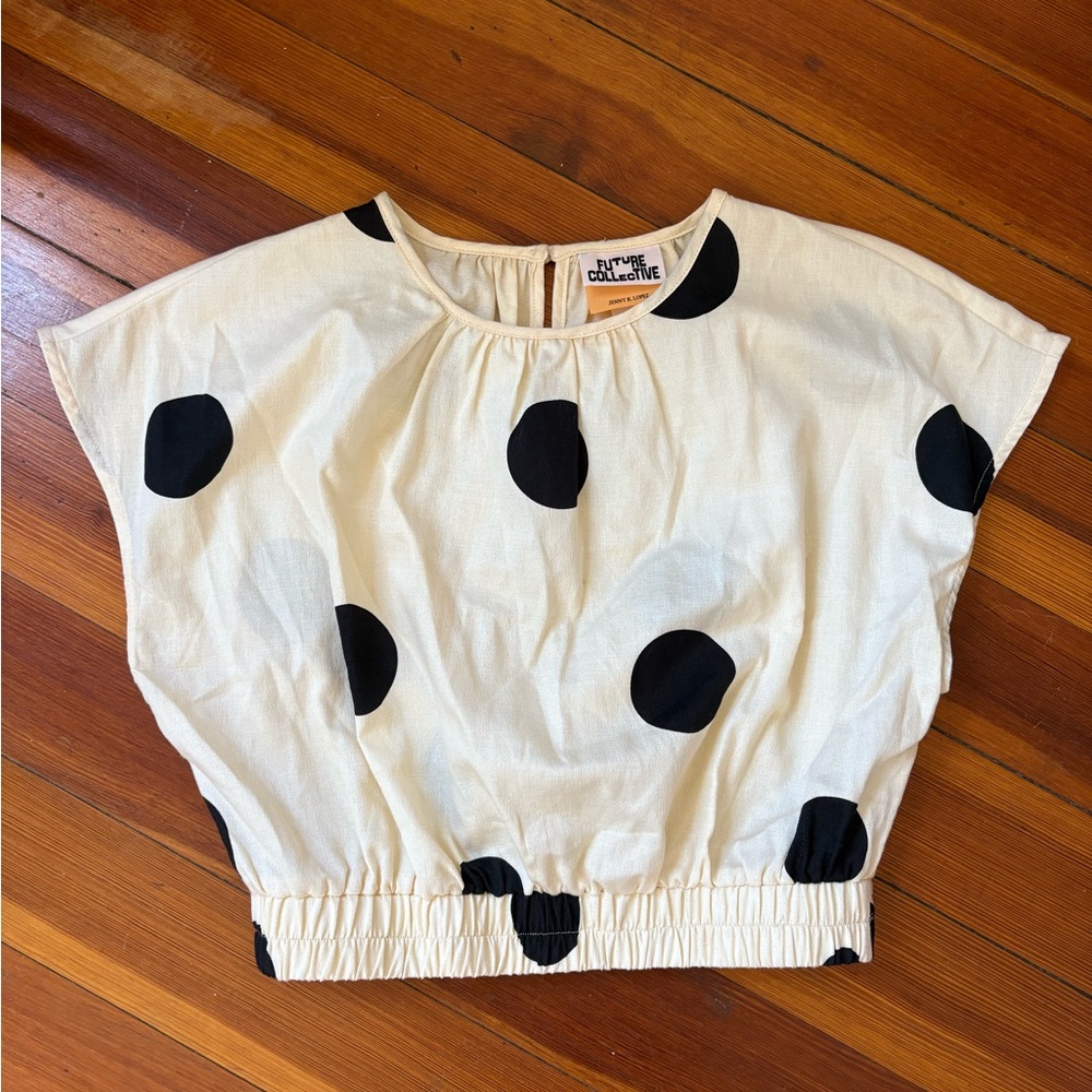 Ruth Collective Polka Dot Crop Top - Cream and Black